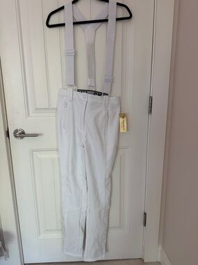 Forever 21 White Ski Pants with Removable Suspenders